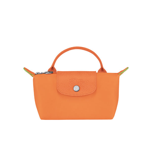 Longchamp Women's Le Pliage Green Pouch With Handle Orange