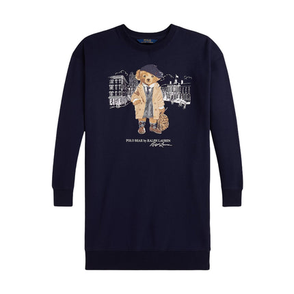 Polo Ralph Lauren Girl's Polo Bear Fleece Sweatshirt Dress Refined Navy