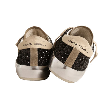 Golden Goose Women's Super Star in Black Glitter with Cream Star and Suede Inserts