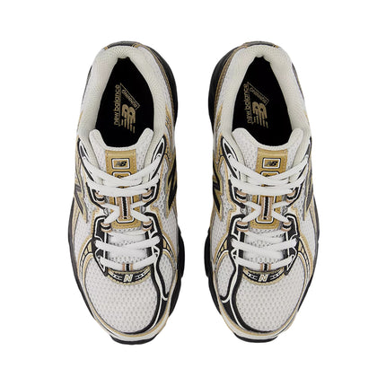 New Balance Grade School 740 Sea Salt with Black and Gold Metallic GR740GM