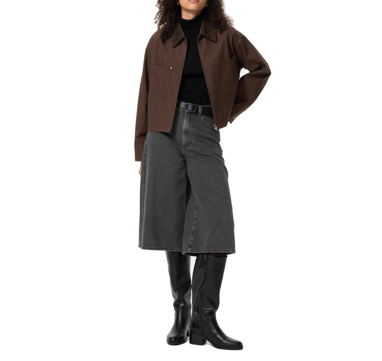 Uniqlo Unisex Zip Up Short Jacket 38 Dark Brown
