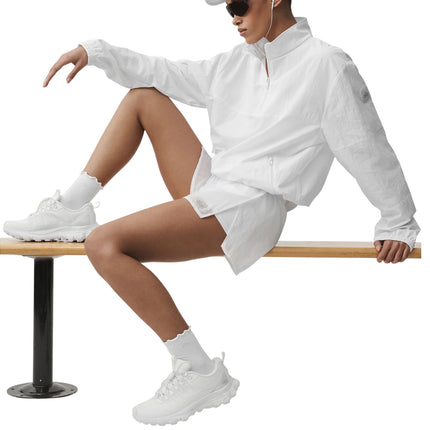 alo Women's Light Weight Takeaway Track Pullover White