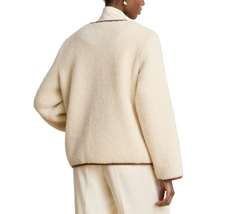 Polo Ralph Lauren Women's Faux-Leather-Trim Faux-Fur Teddy Coat Cream