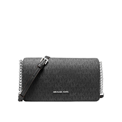 Michael Kors Women's Jet Set Medium Signature Logo Crossbody Bag Silver/Black