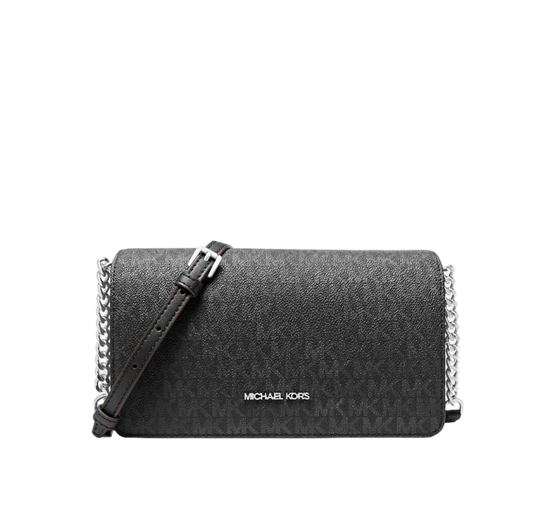 Michael Kors Women's Jet Set Medium Signature Logo Crossbody Bag Silver/Black