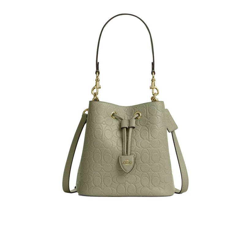 Coach Women's Rowan Bucket Bag In Signature Leather Gold/Pistachio