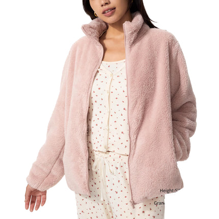 Uniqlo Women's Fluffy Yarn Fleece Full-Zip Jacket 12 Pink