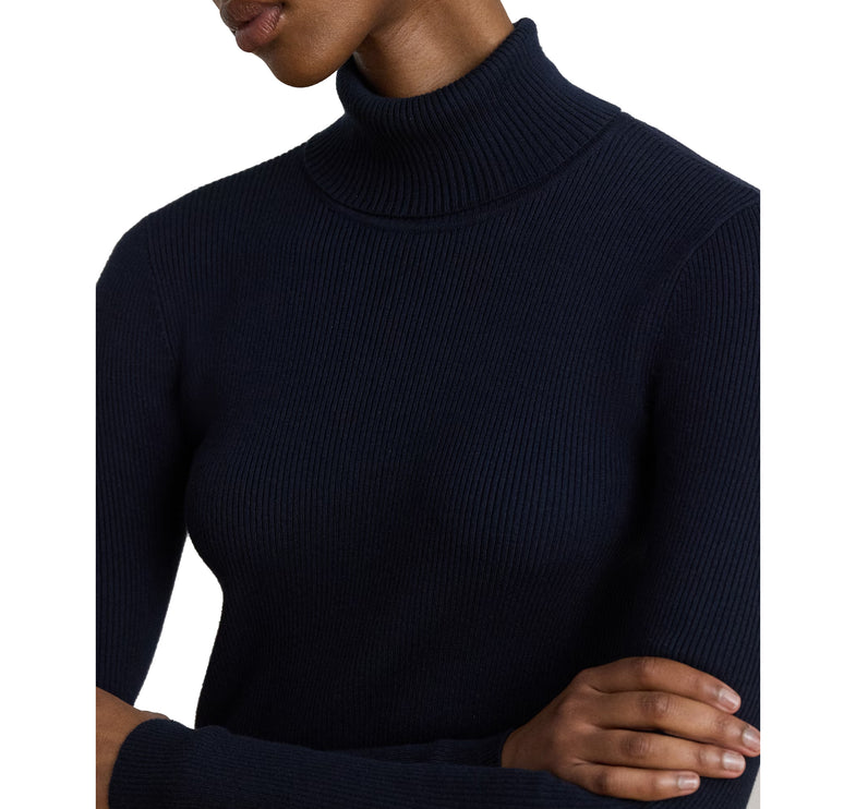 Polo Ralph Lauren Women's Cotton-Blend Ribbed Turtleneck Lauren Navy