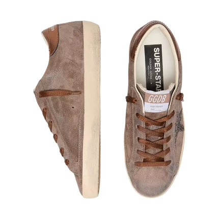 Golden Goose Women's Super-Star Star LTD in Brown Suede with Brown Glitter Star