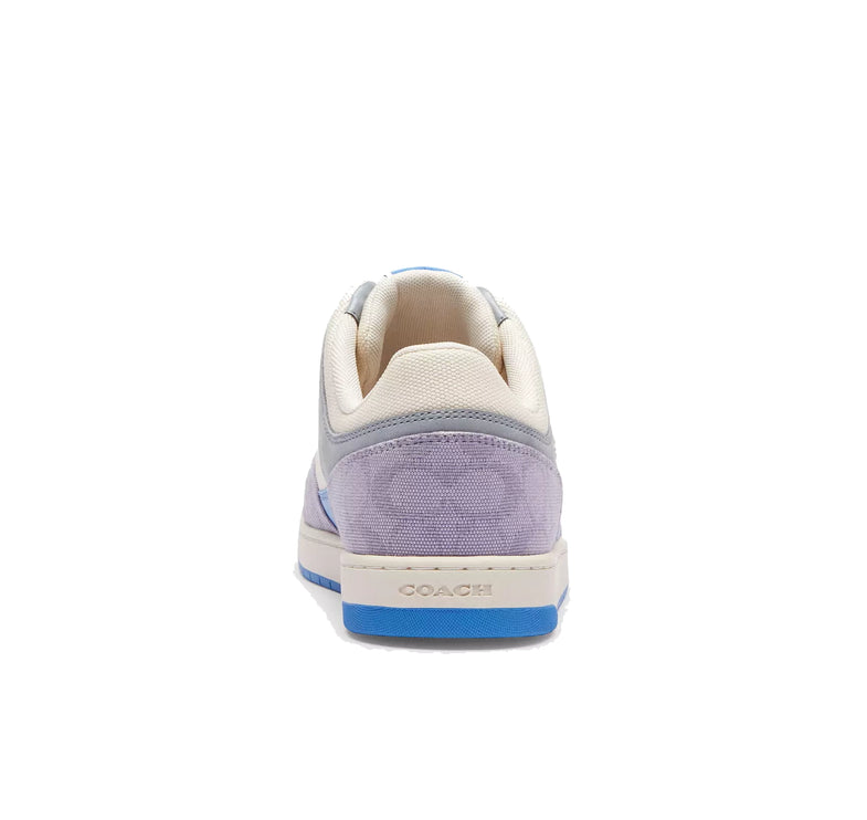 Coach Women's C201 Low Top Sneaker In Signature Canvas Chalk/Soft Purple