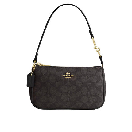 Coach Women's Nolita 19 In Signature Canvas Gold/Walnut/Black - Hemen Kargoda