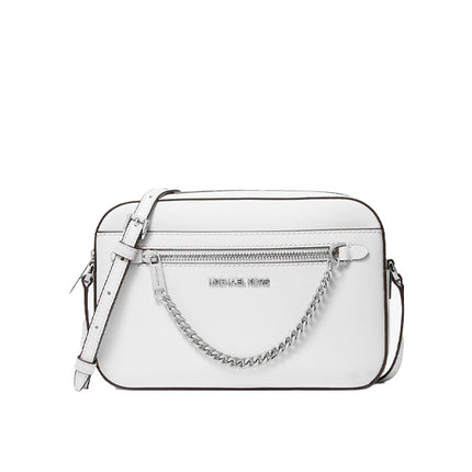 Michael Kors Women's Jet Set Large Saffiano Leather Crossbody Bag Optic White