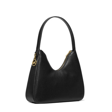 Michael Kors Women's Nayla Small Pebbled Leather Hobo Shoulder Bag Gold/Black