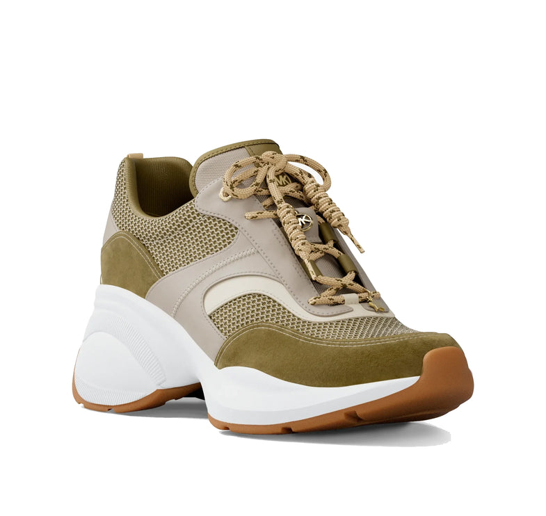 Michael Kors Women's Kaia Mixed-Media Trainer Oregano Multi