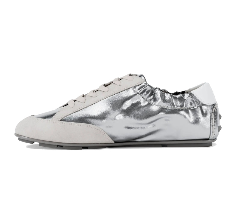 Michael Kors Women's Susie Metallic Leather Trainer Silver