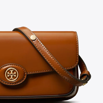 Tory Burch Women's Robinson Spazzolato Rectangular Shoulder Bag DARK SIENNA