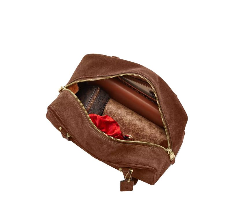 Coach Women's Sydney Shoulder Bag Suede/Gold/Warm Brown
