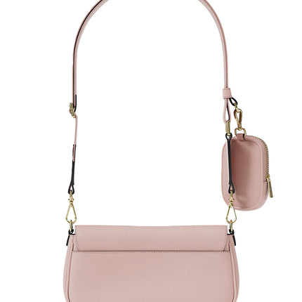 Michael Kors Women's Jet Set Travel Small Pebbled Leather Crossbody Bag With Pouch Powder Blush/Gold