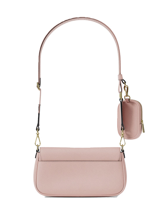Michael Kors Women's Jet Set Travel Small Pebbled Leather Crossbody Bag With Pouch Powder Blush/Gold