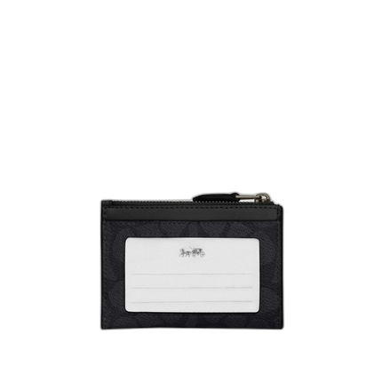 Coach Women's Mini Skinny Id Case In Signature Canvas Gunmetal/Charcoal/Black