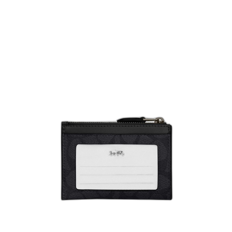 Coach Women's Mini Skinny Id Case In Signature Canvas Gunmetal/Charcoal/Black