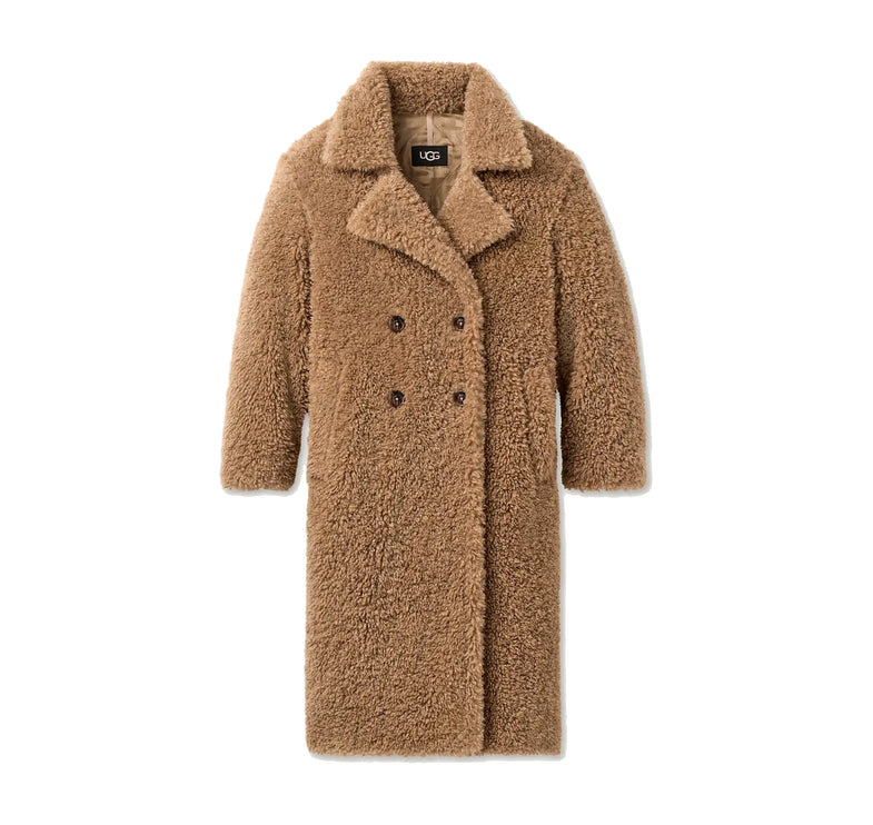 UGG Women's Gertrude Long Teddy Coat II Sand