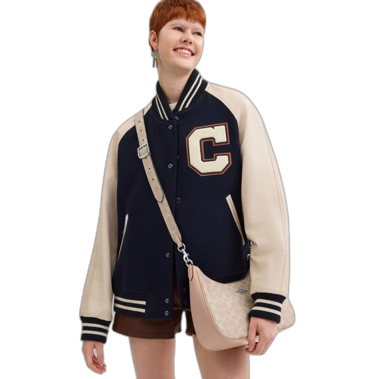 Coach Women's Reversible Strap In Signature Canvas Silver/Sand/Taupe