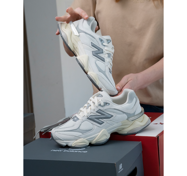 New Balance 9060 Sea Salt with Concrete and Silver Metallic U9060ECA
