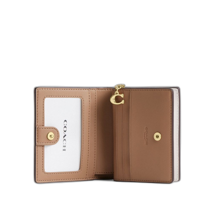 Coach Women's Snap Wallet In Signature Canvas Gold/Sand/Chalk