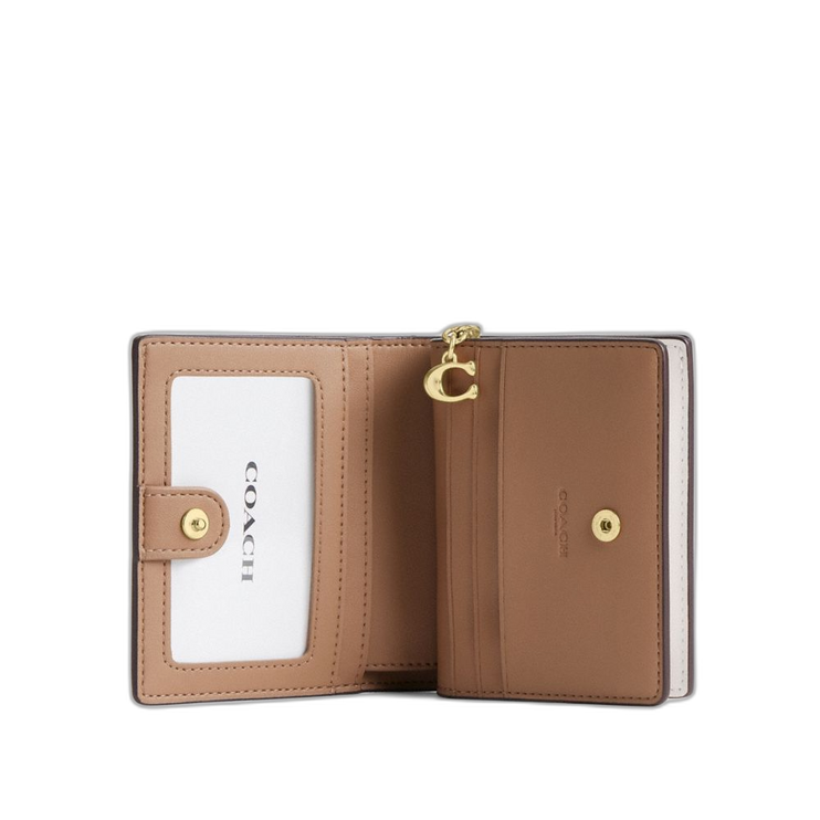 Coach Women's Snap Wallet In Signature Canvas Gold/Sand/Chalk