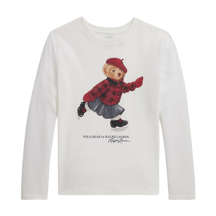 Polo Ralph Lauren Girl's Polo Bear Cotton Long-Sleeve Tee Trophy Cream