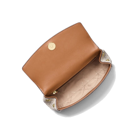 Michael Kors Women's Ava Extra-Small Signature Logo Crossbody Bag Vanilla/Acorn