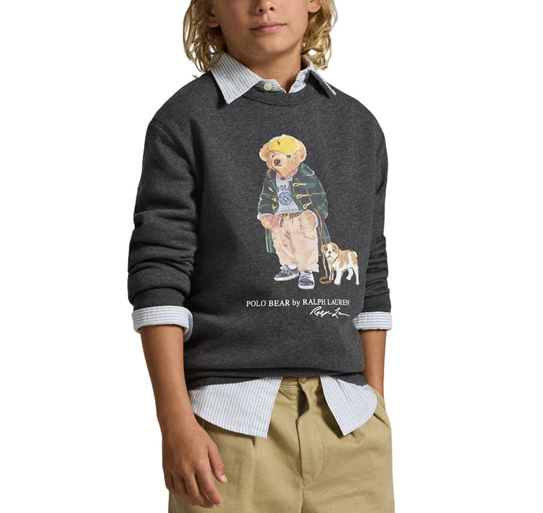 Polo Ralph Lauren Boy's Polo Bear Heathered Fleece Sweatshirt Windsor Heather