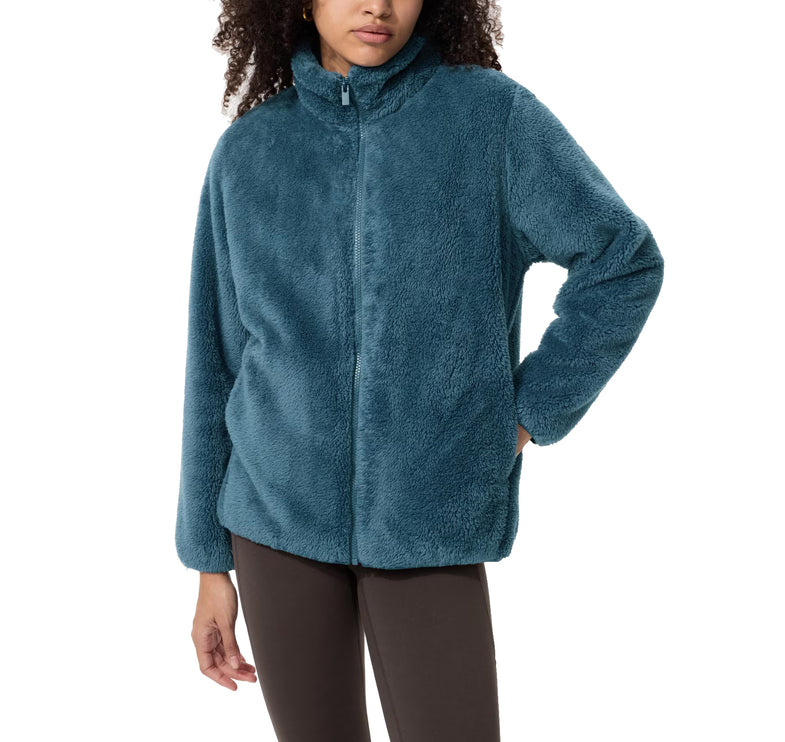 Uniqlo Women's Fluffy Yarn Fleece Full-Zip Jacket 67 Blue