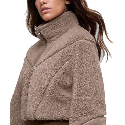 alo Women's Sherpa Cropped Slope Side Jacket Chai Latte