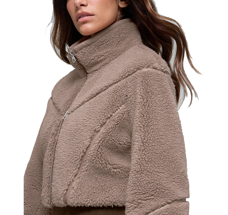 alo Women's Sherpa Cropped Slope Side Jacket Chai Latte