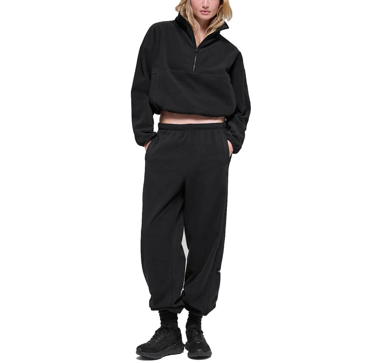 alo Women's Polar Fleece Retreat Cover Up Black
