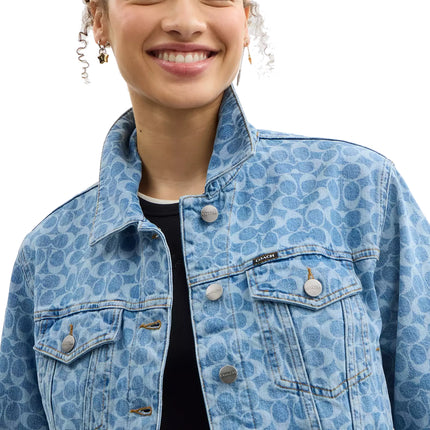 COACH Women's Signature Denim Jacket Medium Wash