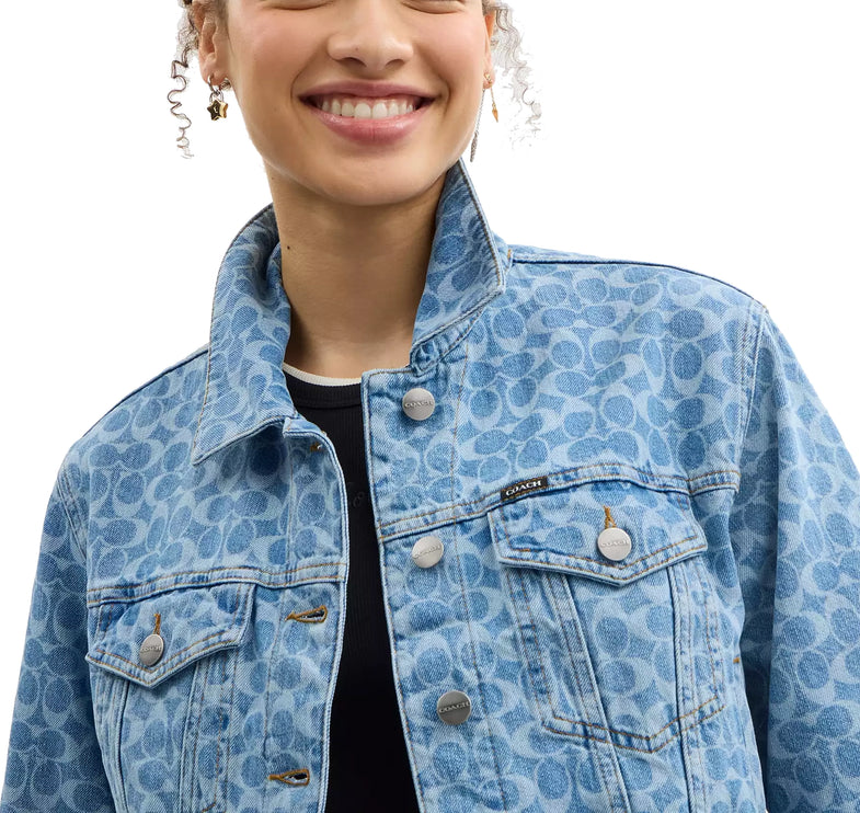COACH Women's Signature Denim Jacket Medium Wash