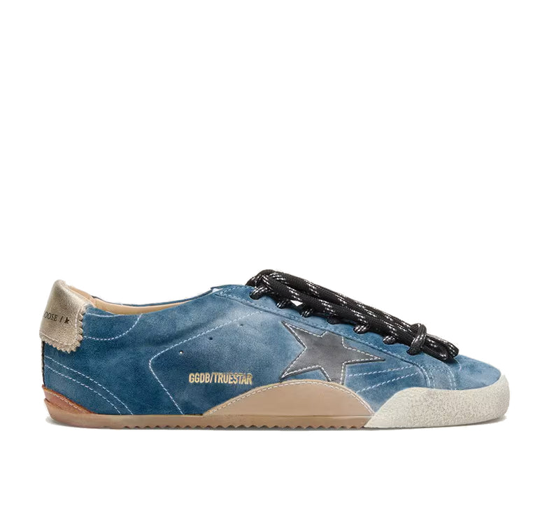 Golden Goose Women's True Star in Teal Suede with Black Star and Cream