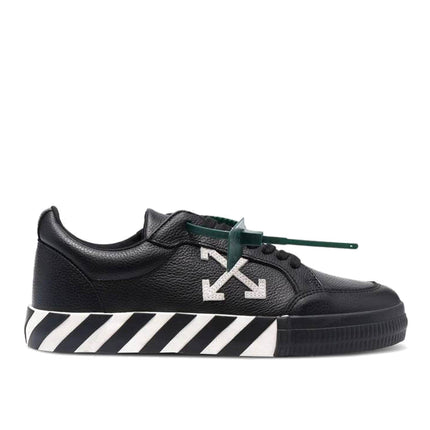 Off White Women's Vulcanized Low Leather Sneakers Black/White - Hemen Kargoda