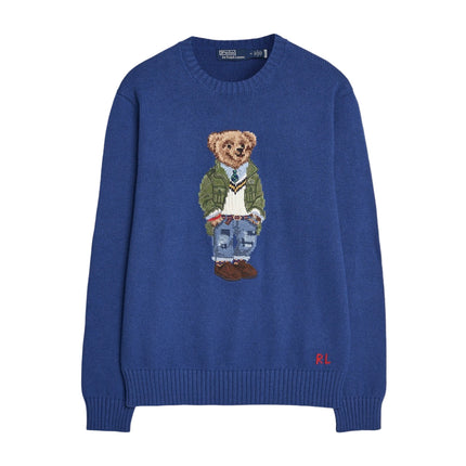 Polo Ralph Lauren Men's Knitted Bear Sweater Beach Royal - Hızlı Teslimat