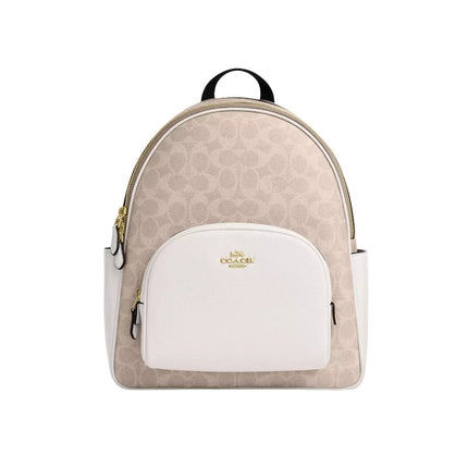 Coach Women's Court Backpack In Signature Canvas Gold/Sand/Chalk