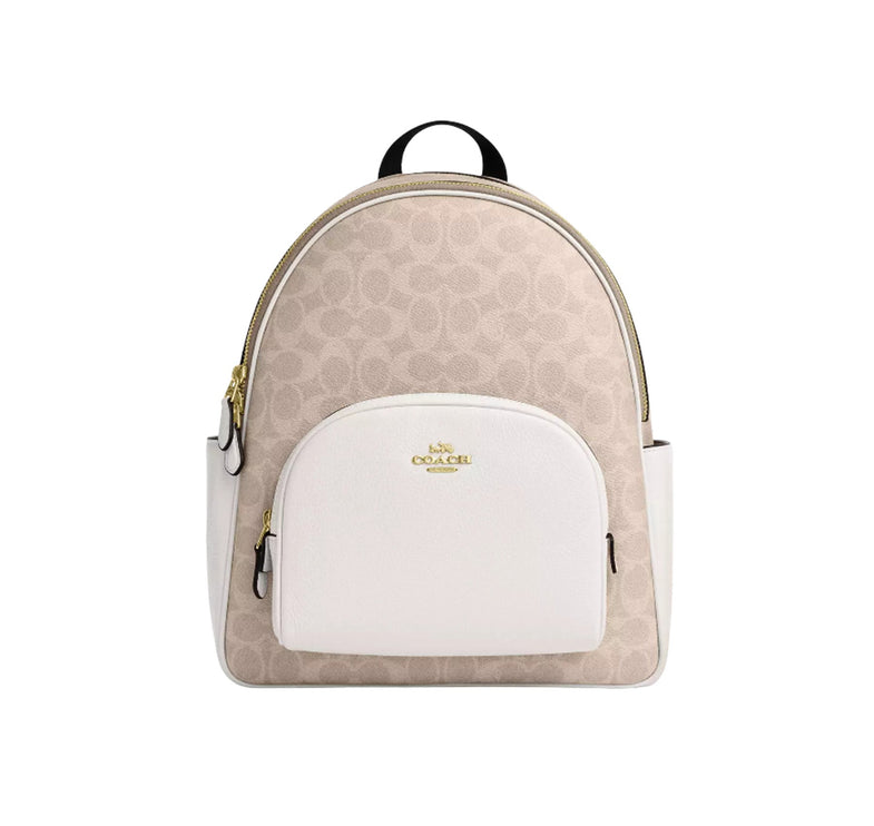 Coach Women's Court Backpack In Signature Canvas Gold/Sand/Chalk