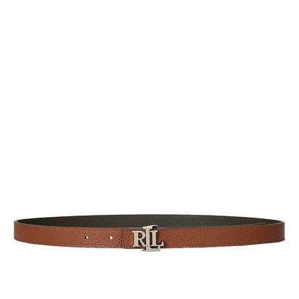 Polo Ralph Lauren Women's Logo Reversible Leather Skinny Belt Lauren Tan/Dark Olive