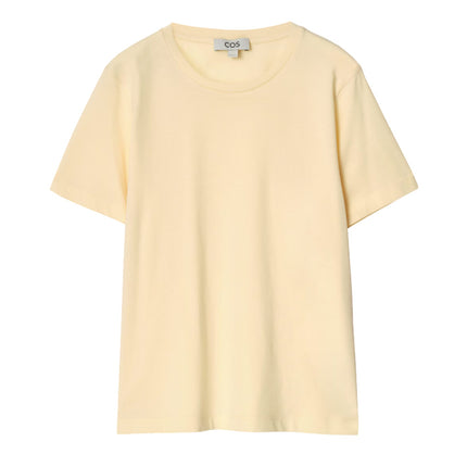 COS Women's Crew-Neck Cotton T-Shirt Light Yellow