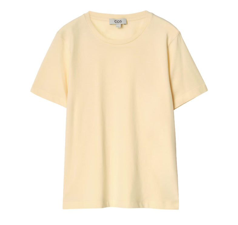 COS Women's Crew-Neck Cotton T-Shirt Light Yellow