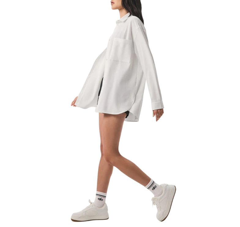 alo Women's Dreamscape Button Down Long Sleeve White