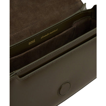 AMI Alexandre Mattiussi Leather Paris Paris Shoulder Bag Black Olive
