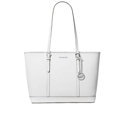 Michael Kors Women's Jet Set Travel Large Saffiano Leather Tote Bag Optic White